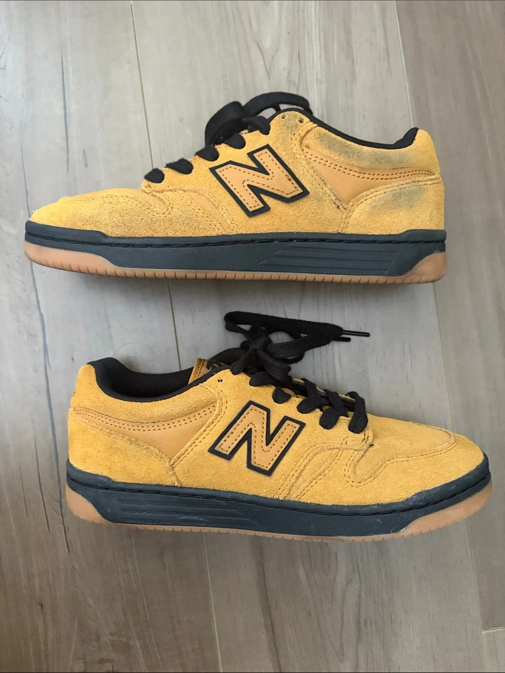 New Balance 480 Tobacco and Black Suede Sneakers